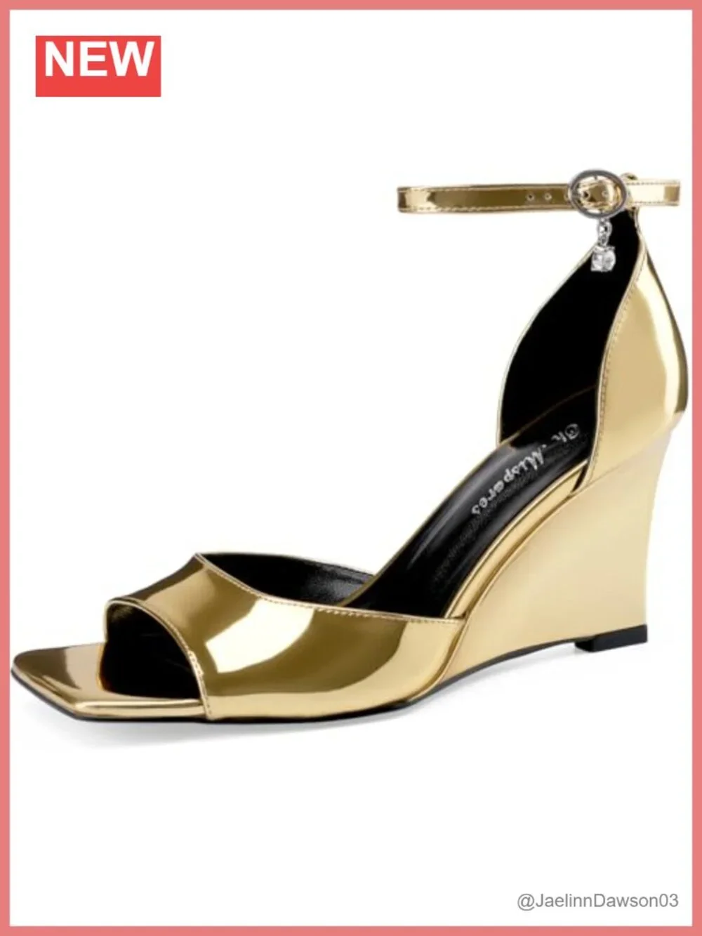 Women's Square Toe Wedge Sandals Ankle Strap 3.5 Inch Dress Heels Padded
